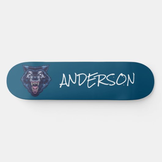 Personalisiertes Blue Wolve Skateboard (Horizontal)