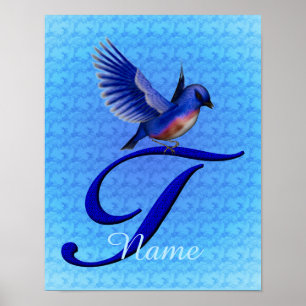 Personalisiertes Bluebird-Monogramm Anfangsbuchsta Poster