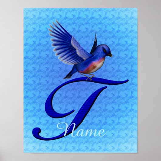 Personalisiertes Bluebird-Monogramm Anfangsbuchsta Poster (Vorne)