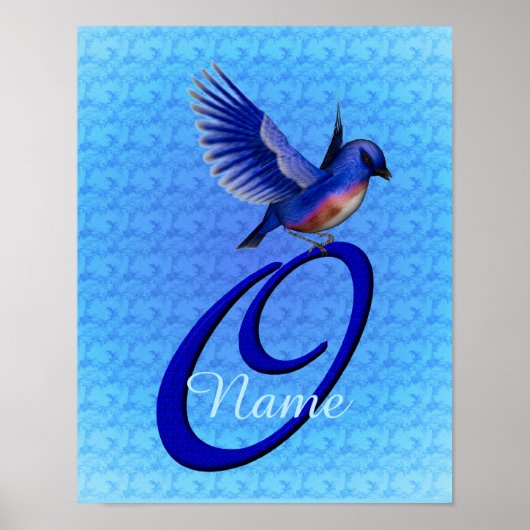 Personalisiertes Bluebird-Monogramm Anfangsbuchsta Poster (Vorne)