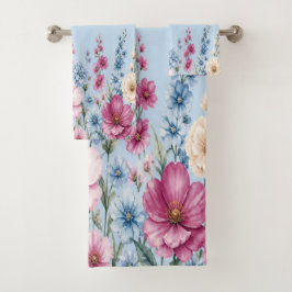 Personalisiertes Blumen-Badehandtuch-Set Badhandtuch Set