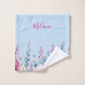 Personalisiertes Blumen-Badehandtuch-Set Badhandtuch Set (Waschlappen)