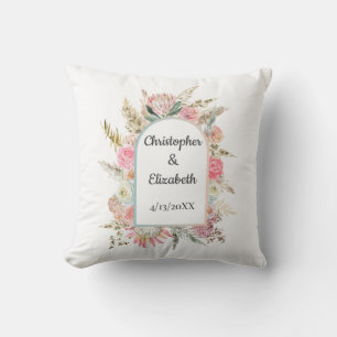 Personalisiertes Blumen-Boho-Hochzeitsgeschenk Kissen
