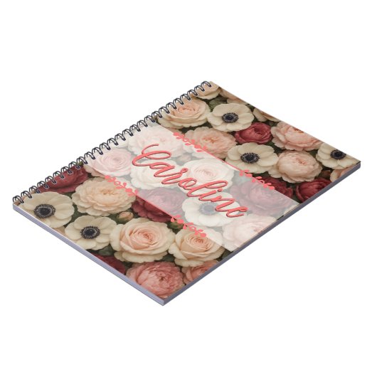 Personalisiertes Blumen-Design-SpiralNotebook Notizblock (Linke Seite)