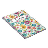 Personalisiertes Blumen-Name Spiralheft Notizblock (Rechte Seite)