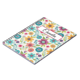 Personalisiertes Blumen-Name Spiralheft Notizblock