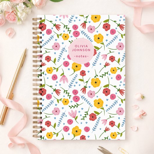 Personalisiertes Blumen-Notizbuch für Mama oder Om Notizblock