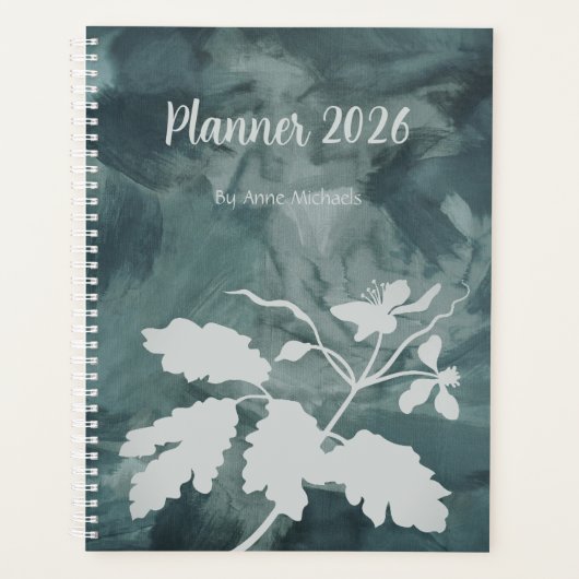 Personalisiertes Blumen Teal Planer Notizbuch (Vorderseite)