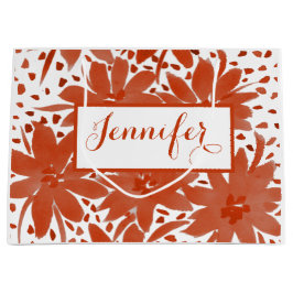 Personalisiertes Blumendesign in Rostbeutel Große Geschenktüte