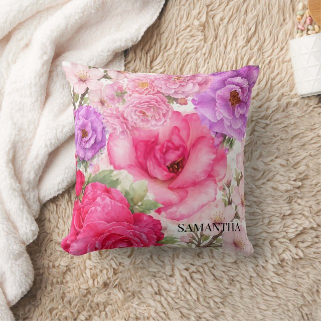 Personalisiertes Blumendesign Kissen (Decke)
