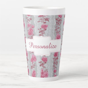 Personalisiertes Blumendesign mit hübschen rosa Ro Milchtasse