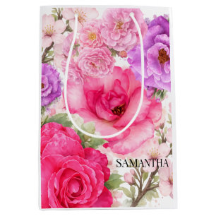 Personalisiertes Blumendesign Mittlere Geschenktüte