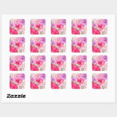 Personalisiertes Blumendesign Quadratischer Aufkleber (Blatt)