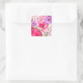 Personalisiertes Blumendesign Quadratischer Aufkleber (Tasche)