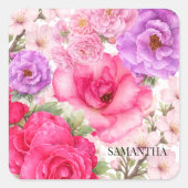 Personalisiertes Blumendesign Quadratischer Aufkleber (Vorderseite)