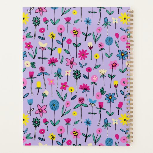 Personalisiertes Blumengartenmuster Lilac Planer (Rückseite)