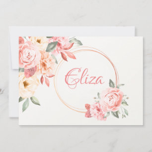 Personalisiertes Blumengestein in Rosa Einladung