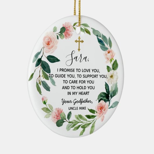 Personalisiertes Blumengottvaterversprechen an God Keramik Ornament (Rechts)