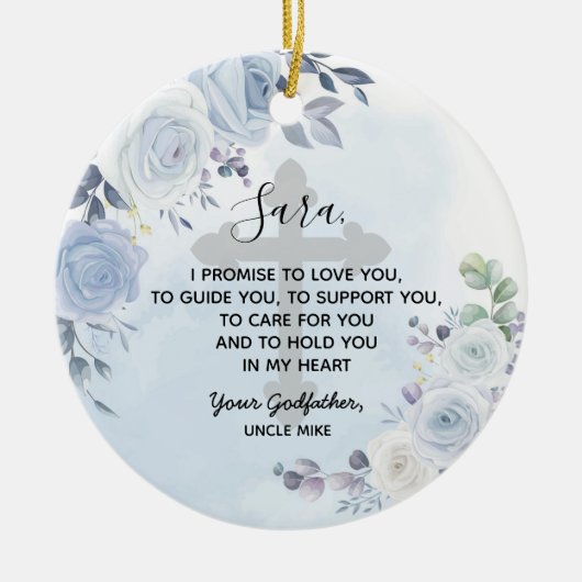 Personalisiertes Blumengottvaterversprechen an God Keramik Ornament (Vorne)