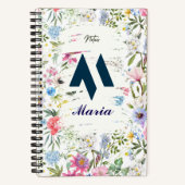 Personalisiertes BlumengussNotebook mit anfänglich Notizblock (Vorderseite)