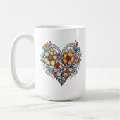 Personalisiertes Blumenherz mit Sentimental-Nachri Kaffeetasse (Links)