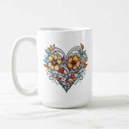 Personalisiertes Blumenherz mit Sentimental-Nachri Kaffeetasse