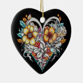 Personalisiertes Blumenherz mit Sentimental-Nachri Keramik Ornament (Rechts)