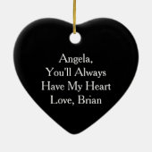 Personalisiertes Blumenherz mit Sentimental-Nachri Keramik Ornament (Hinten)