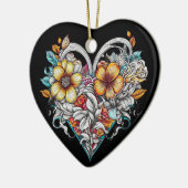 Personalisiertes Blumenherz mit Sentimental-Nachri Keramik Ornament (Links)