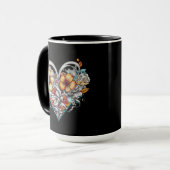 Personalisiertes Blumenherz mit Sentimental-Nachri Tasse (Vorderseite Links)