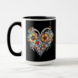 Personalisiertes Blumenherz mit sentimentaler Bots Tasse