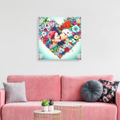 Personalisiertes Blumenherz Rahmen Romantisches Ge Leinwanddruck (Insitu (Wohnzimmer))