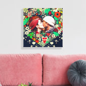 Personalisiertes Blumenherz Rahmen Romantisches Ge Leinwanddruck (Insitu (Wohnzimmer))