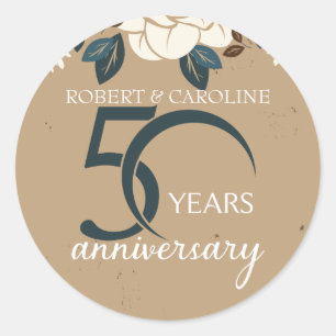 Personalisiertes Blumenjubiläum 50. Hochzeitstag Runder Aufkleber
