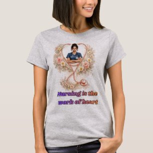 Personalisiertes Blumenkrankenschwester-Porträt T-Shirt