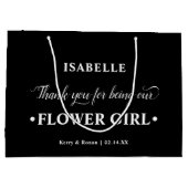 Personalisiertes Blumenmädchen Schwarz-weiß Danke Große Geschenktüte (Rückseite)