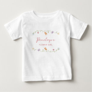Personalisiertes Blumenmädchen-Wasserfarben-Blumen Baby T-shirt