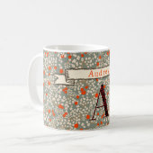 Personalisiertes Blumenmonogramm A grün mit Phrase Kaffeetasse (Vorderseite Links)