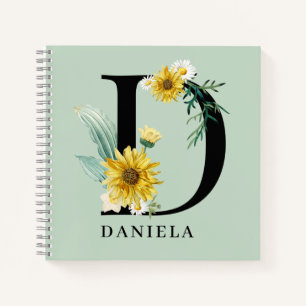 Personalisiertes Blumenmonogramm Alphabet D Notizblock
