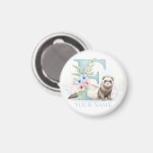 Personalisiertes Blumenmonogramm 'F' mit süßem Fre Magnet (Vorderseite/Rückseite)