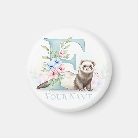 Personalisiertes Blumenmonogramm 'F' mit süßem Fre Magnet (Vorne)