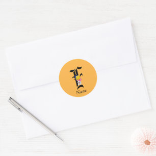 Personalisiertes Blumenmonogramm F + Name Briefums Runder Aufkleber