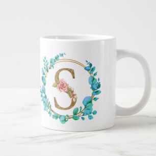 Personalisiertes Blumenmonogramm, von A bis Z Jumbo-Tasse