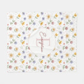 Personalisiertes Blumenmonogramm WatercolorWildflo Fleecedecke (Vorderseite (Horizontal))