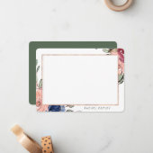 Personalisiertes Blumenmotiv Rosa Elegantes Geschi Mitteilungskarte (Vorderseite/Rückseite Beispiel)