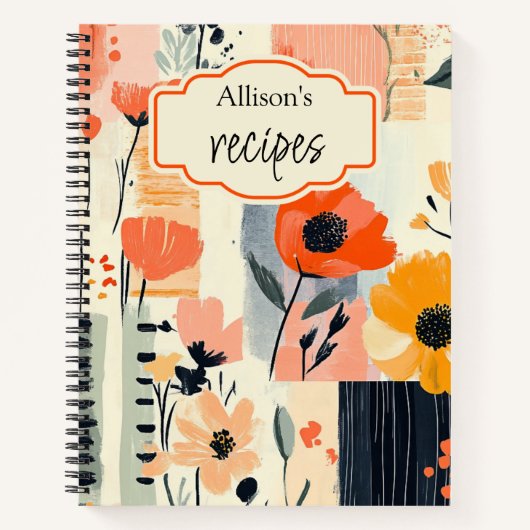 Personalisiertes Blumenmuster auf Wasserfarbe Reze Notizblock (Vorderseite)