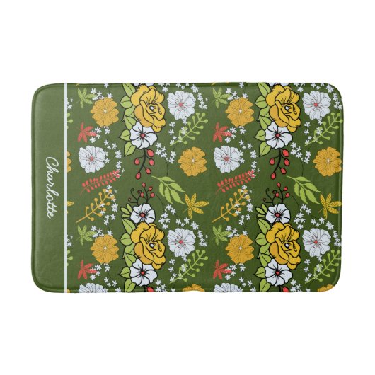 Personalisiertes Blumenmuster Badematte (Vorderseite)