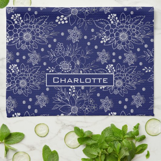 Personalisiertes Blumenmuster Geschirrtuch (Gefaltet)