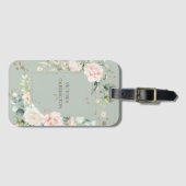 Personalisiertes Blumenmuster Grünes Wasser Gold Gepäckanhänger (Vorderseite (Horizontal))