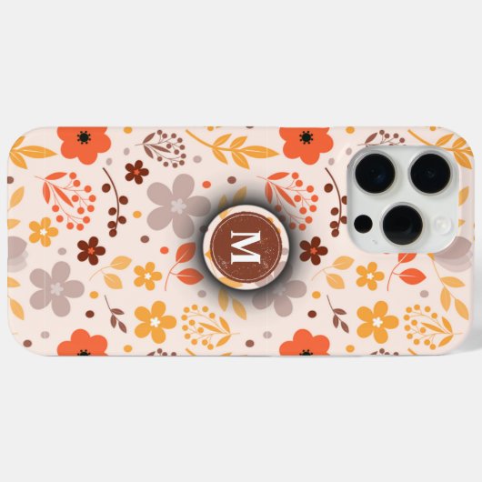 Personalisiertes Blumenmuster mit Monogrammname Case-Mate iPhone Hülle (Rückseite (Horizontal))